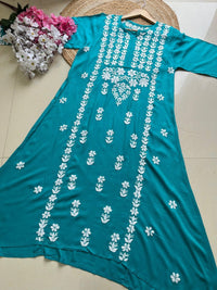 A line Rayon Elegant Gown - Chikankari official