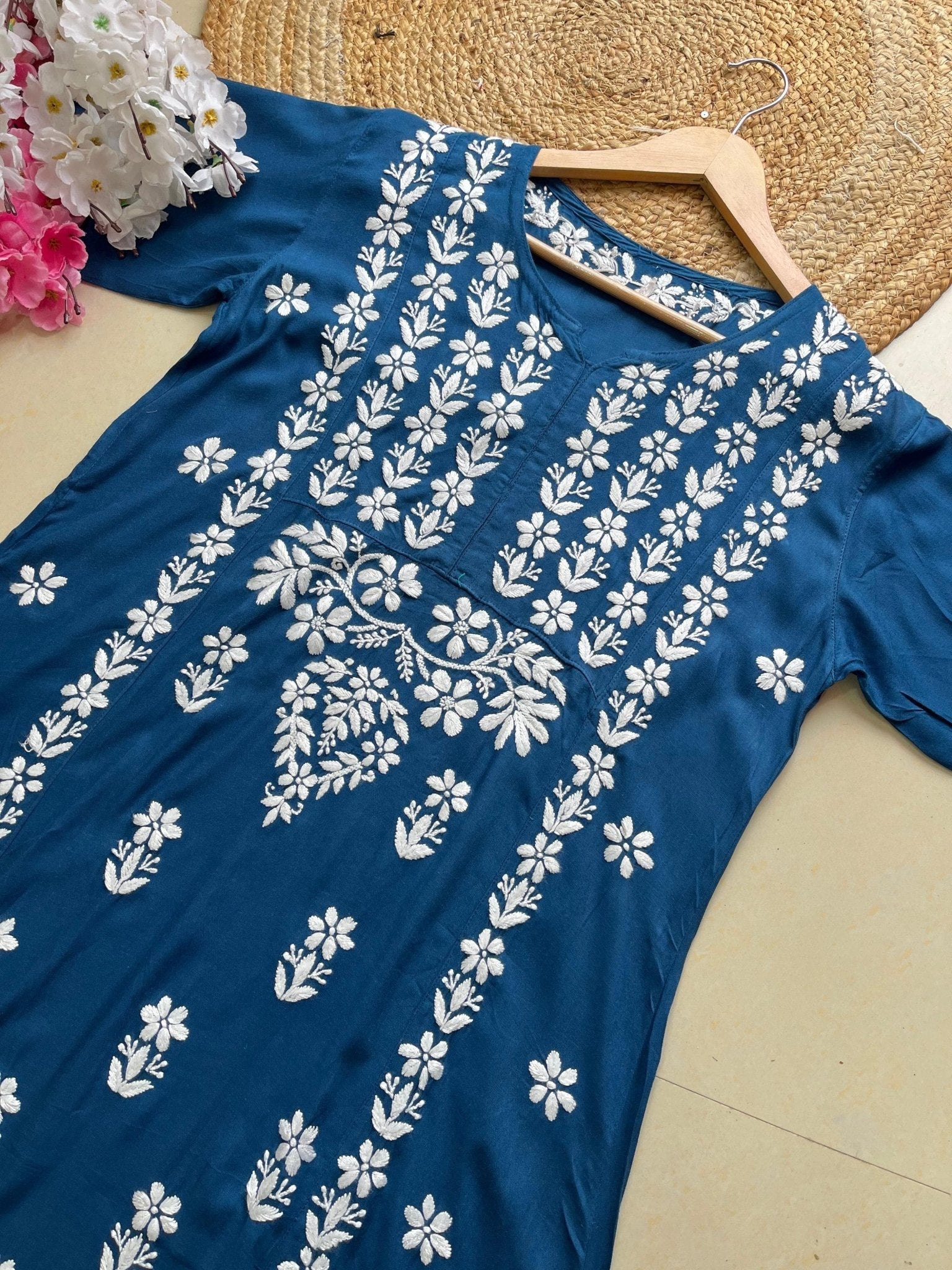 A line Rayon Elegant Gown - Chikankari official