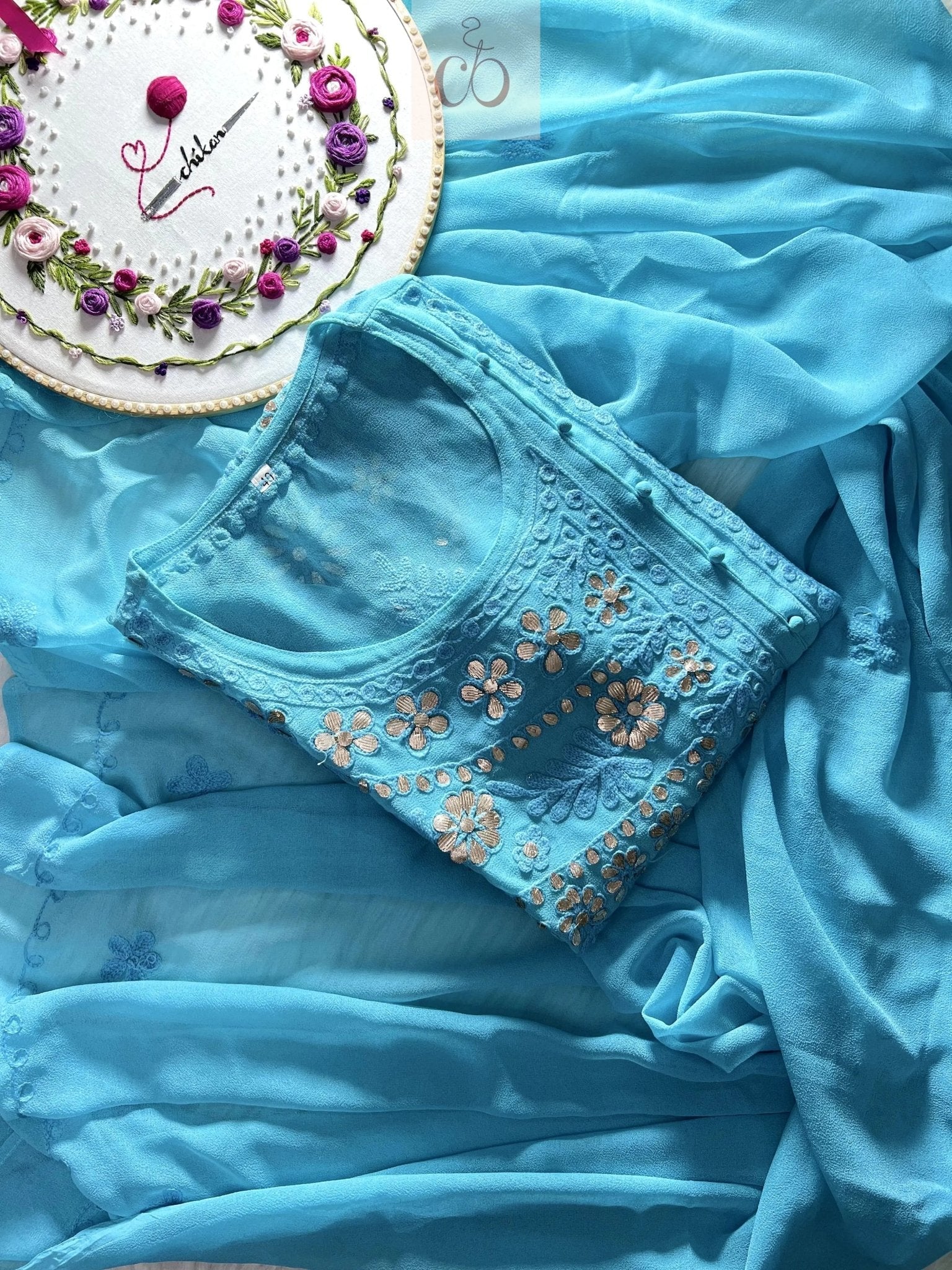 AaRi Work Angrakha with inner chikankari Edition - Chikankari official