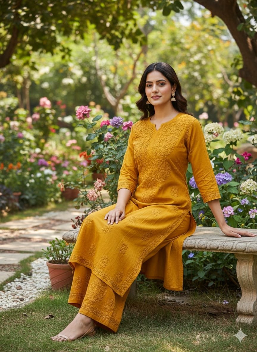 Aayat Heavy Rayon Kurta and Plazzo - Chikankari official