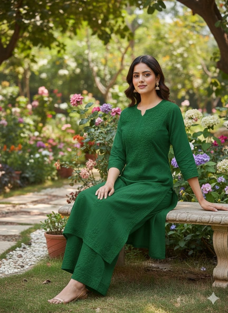 Aayat Heavy Rayon Kurta and Plazzo - Chikankari official