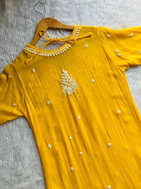 Adorable Viscose Boat Neck dori With Pant - Chikankari official
