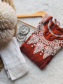 Adorable Viscose Boat Neck dori With Pant - Chikankari official