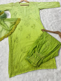 Afghani Dobby Cotton Set 3pc - Chikankari official