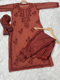 Afghani Dobby Cotton Set 3pc - Chikankari official
