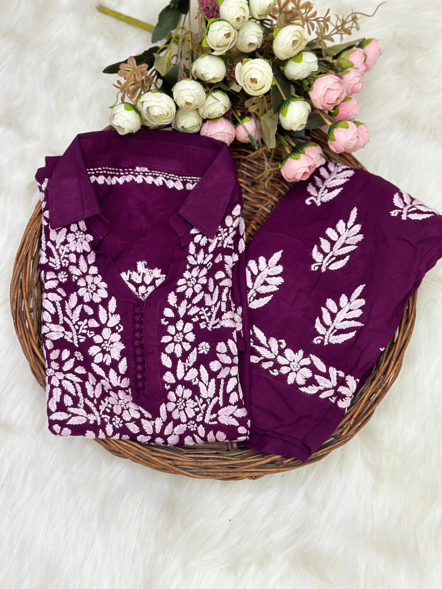 Alfaaz exclusive Modal Cotton Co - ord - Chikankari official