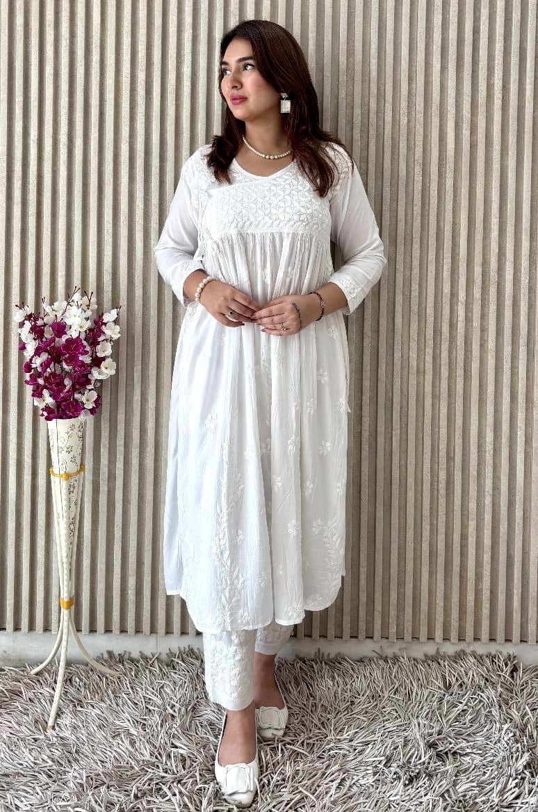 Alfaaz Handwork kota Doriya Angrakha - Chikankari official