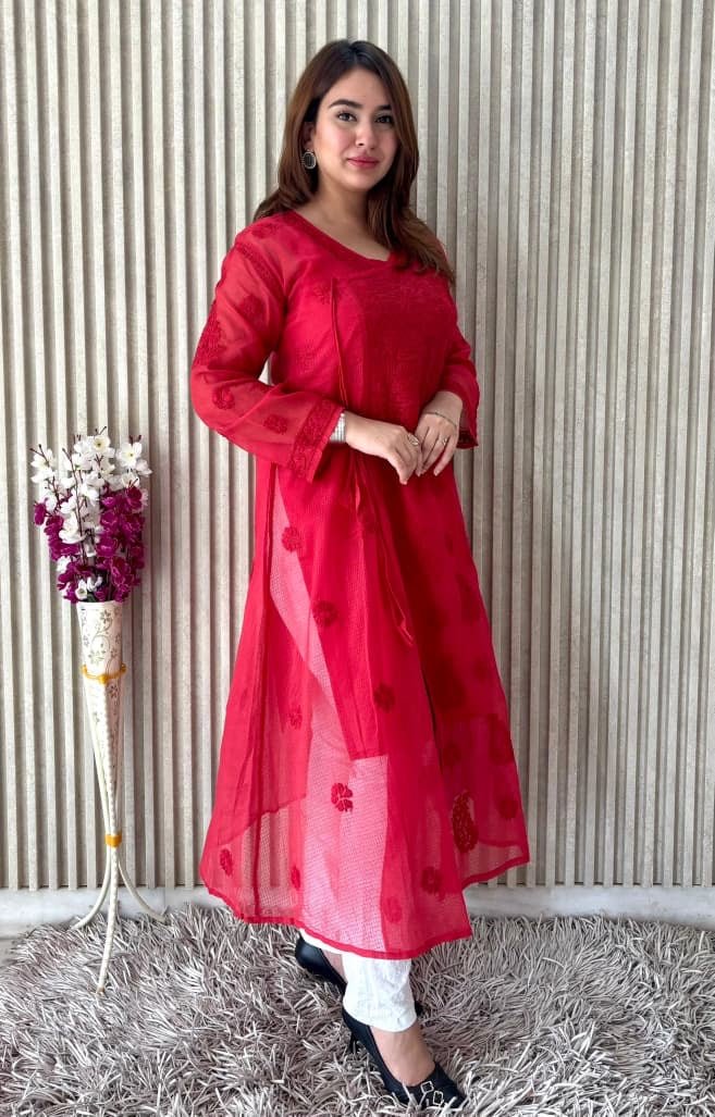 Alfaaz Handwork kota Doriya Angrakha - Chikankari official