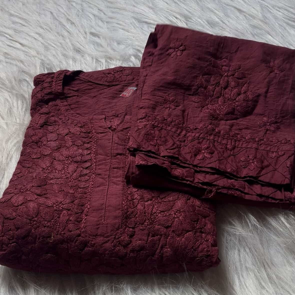 Alfaaz Handworked Chanderi Co - ord Chikankari Set - Chikankari official