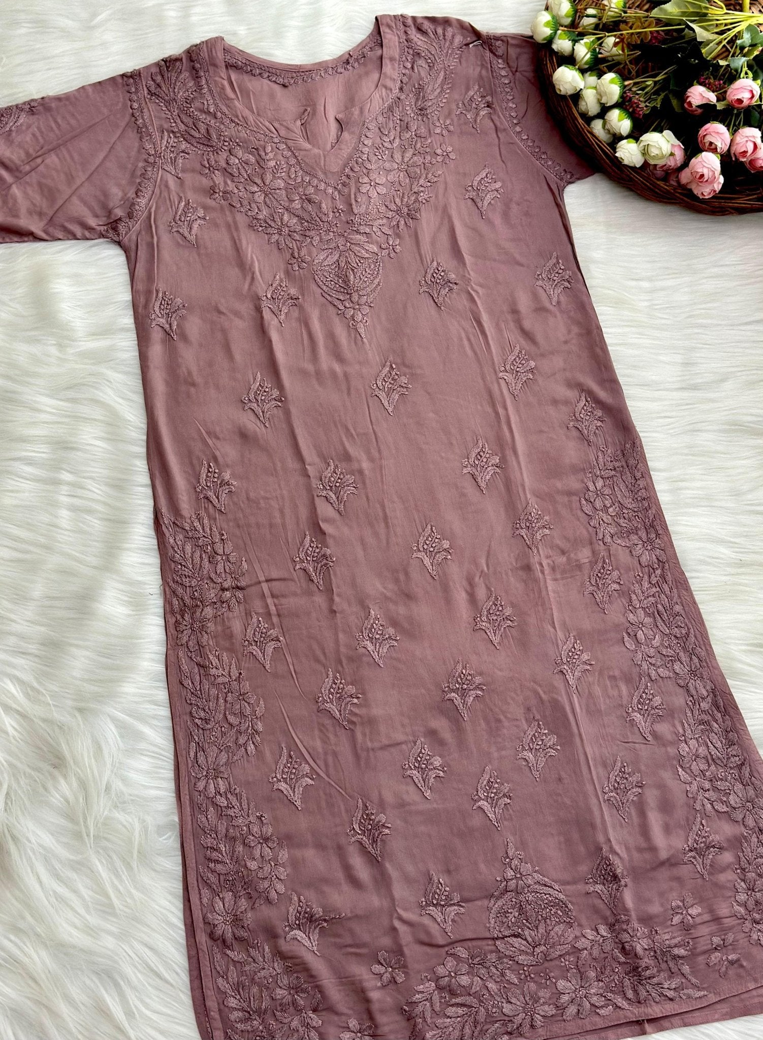 Alfaaz Pure Modal Soft pant Set - Chikankari official