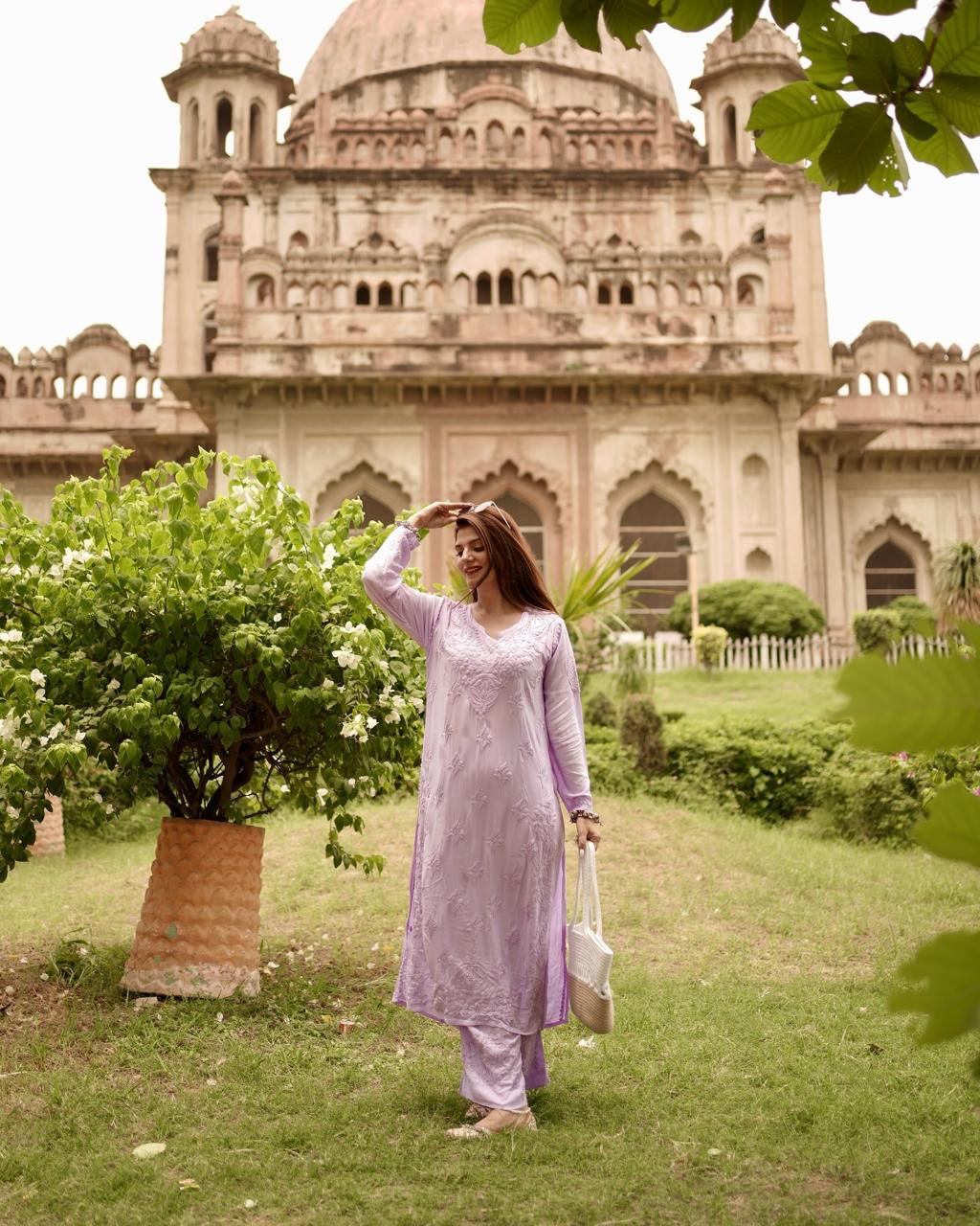Alfaaz Pure Modal Soft pant Set - Chikankari official