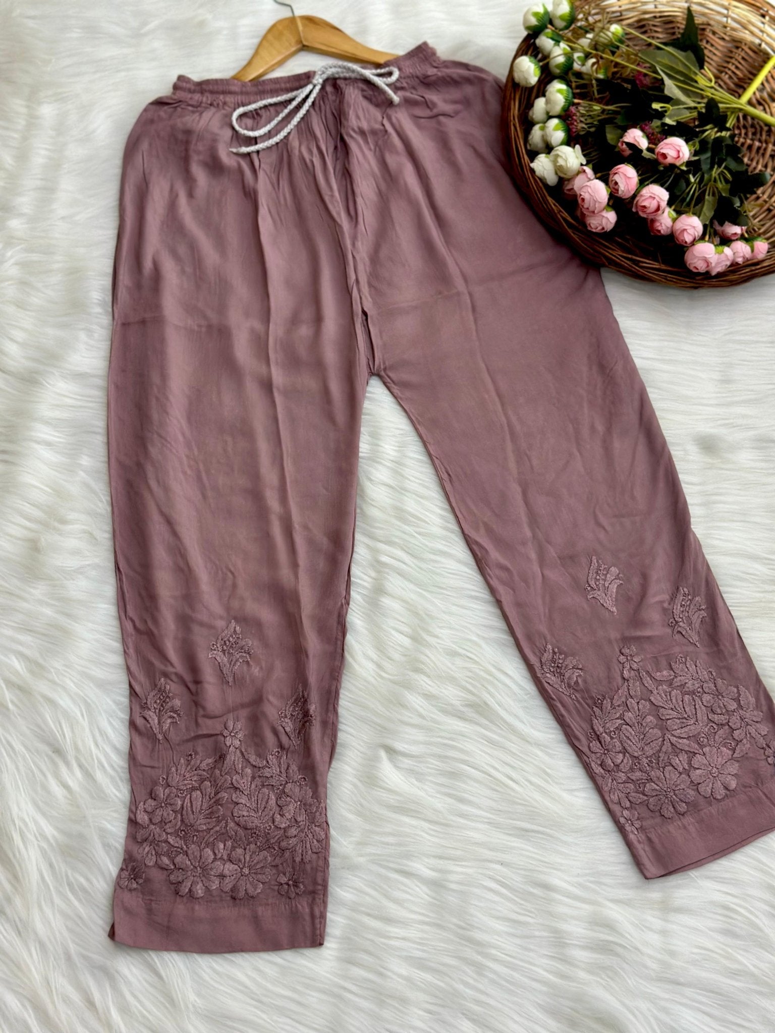 Alfaaz Pure Modal Soft pant Set - Chikankari official