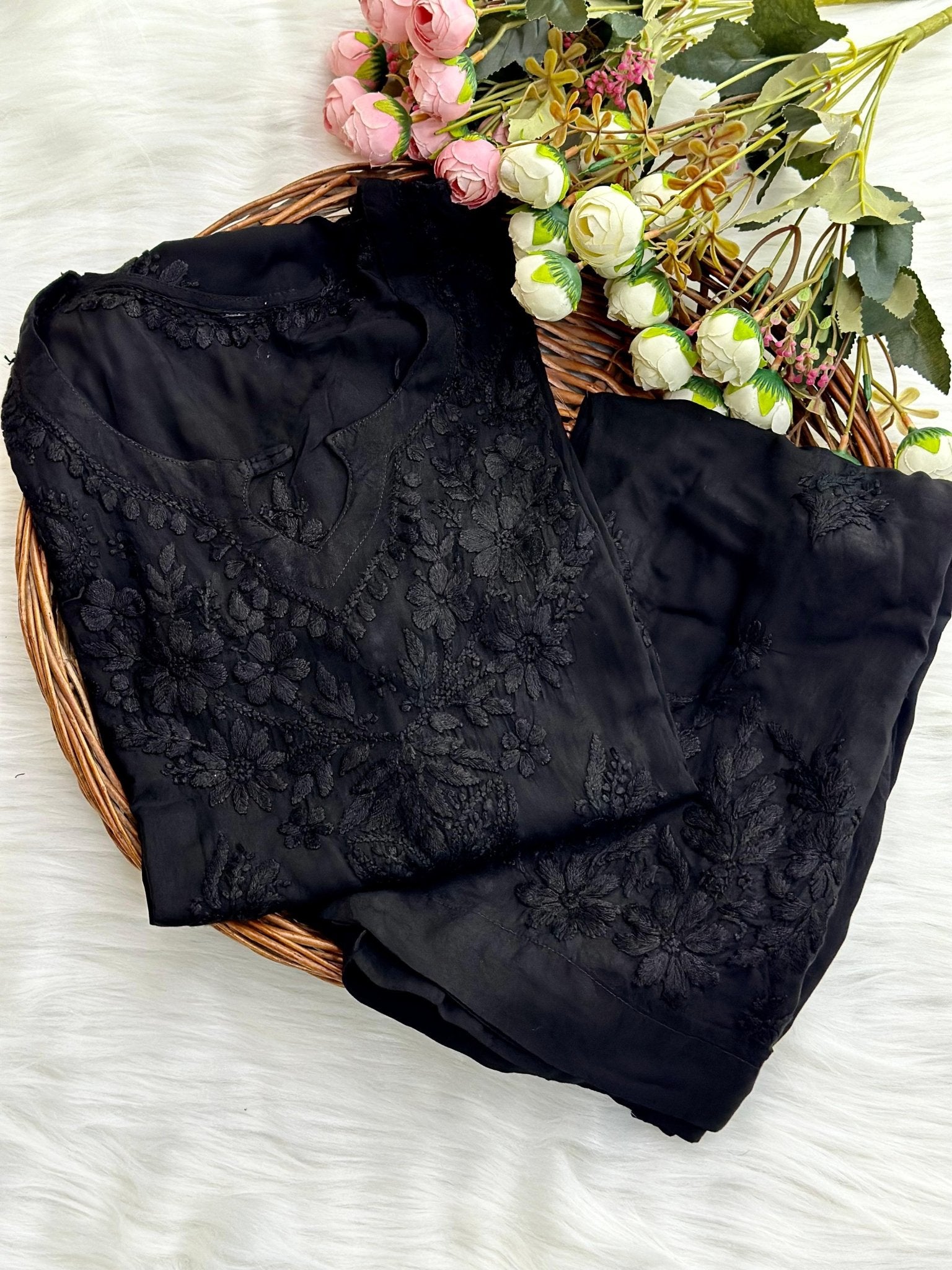 Alfaaz Pure Modal Soft pant Set - Chikankari official