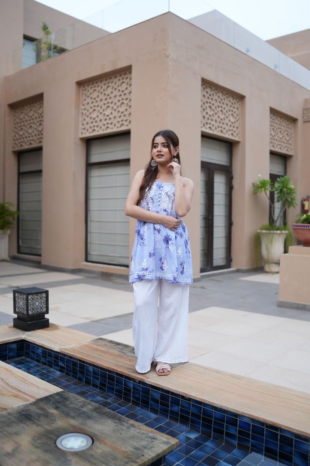 Aline Strap short Top - Chikankari official
