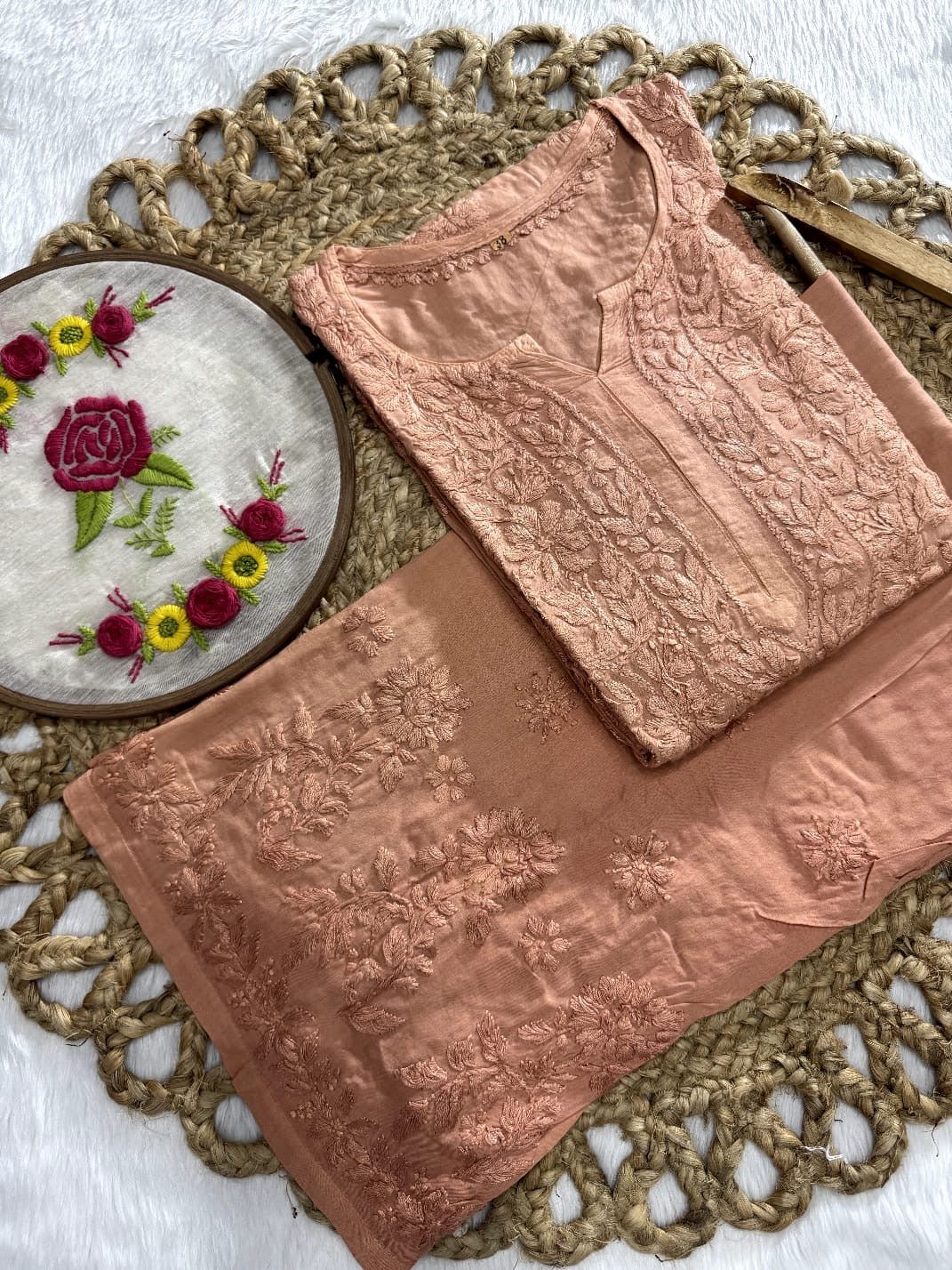 All new Modal Dyed Set - Chikankari official
