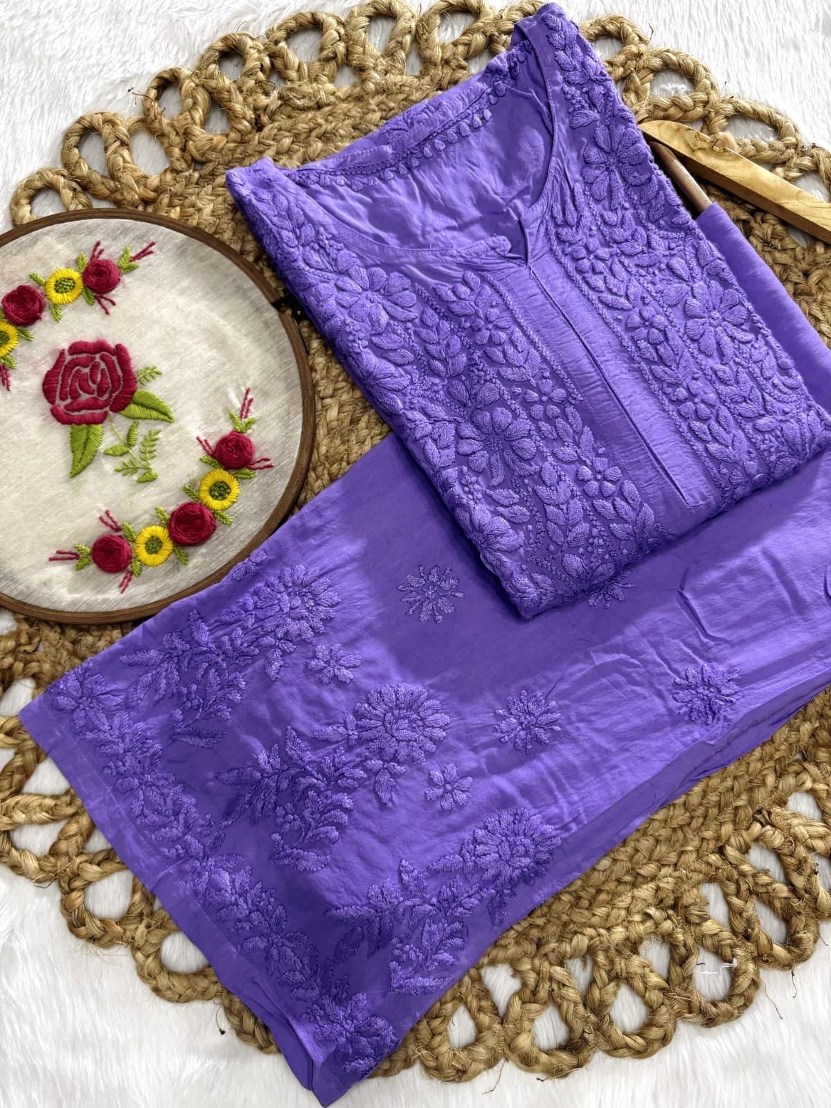 All new Modal Dyed Set - Chikankari official