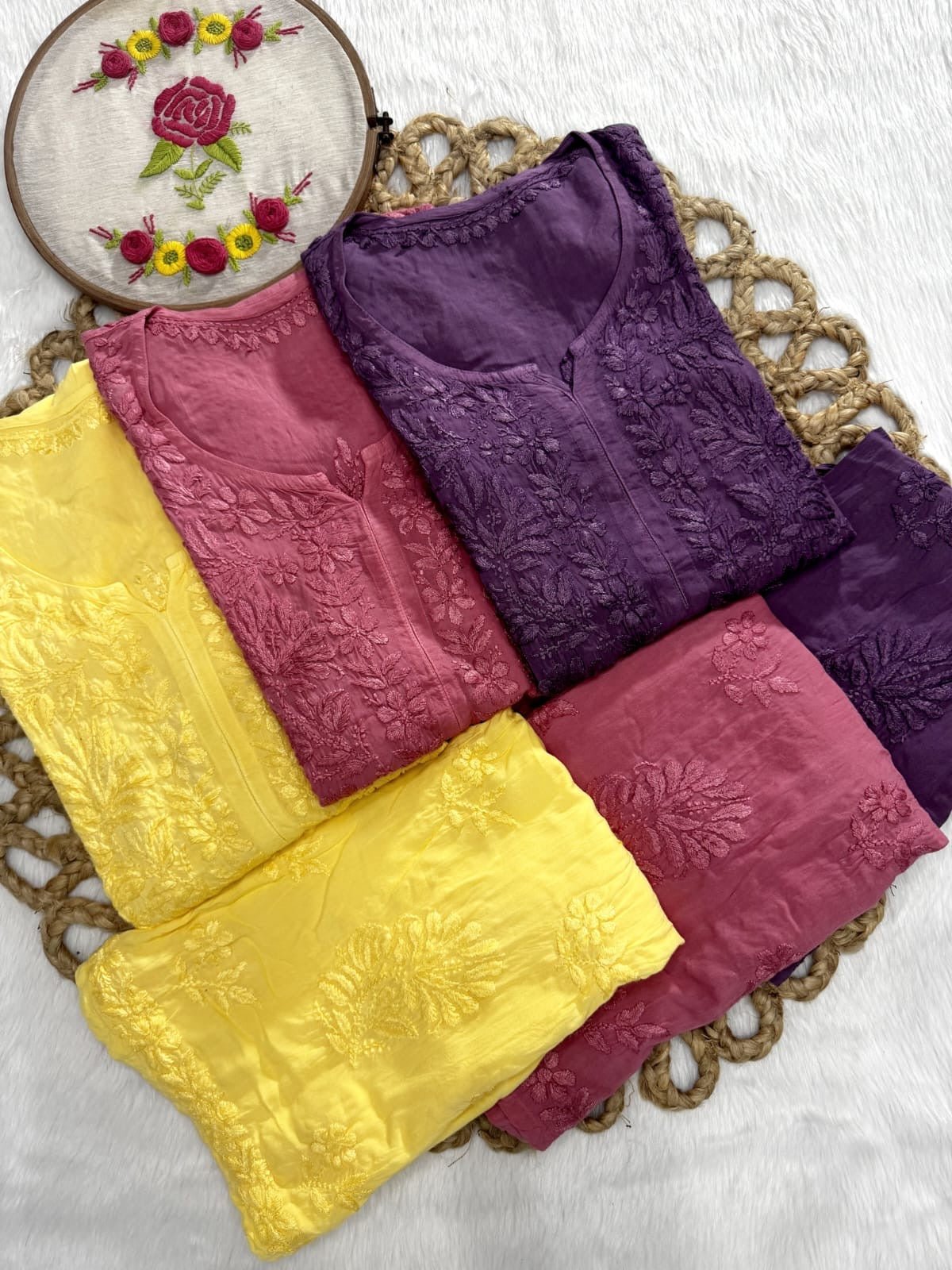 All new Modal Dyed Set - Chikankari official