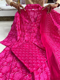 Anarkali Suit Set Pure Cotton Handmade - Chikankari official