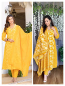 Anarkali Suit Set Pure Cotton Handmade - Chikankari official