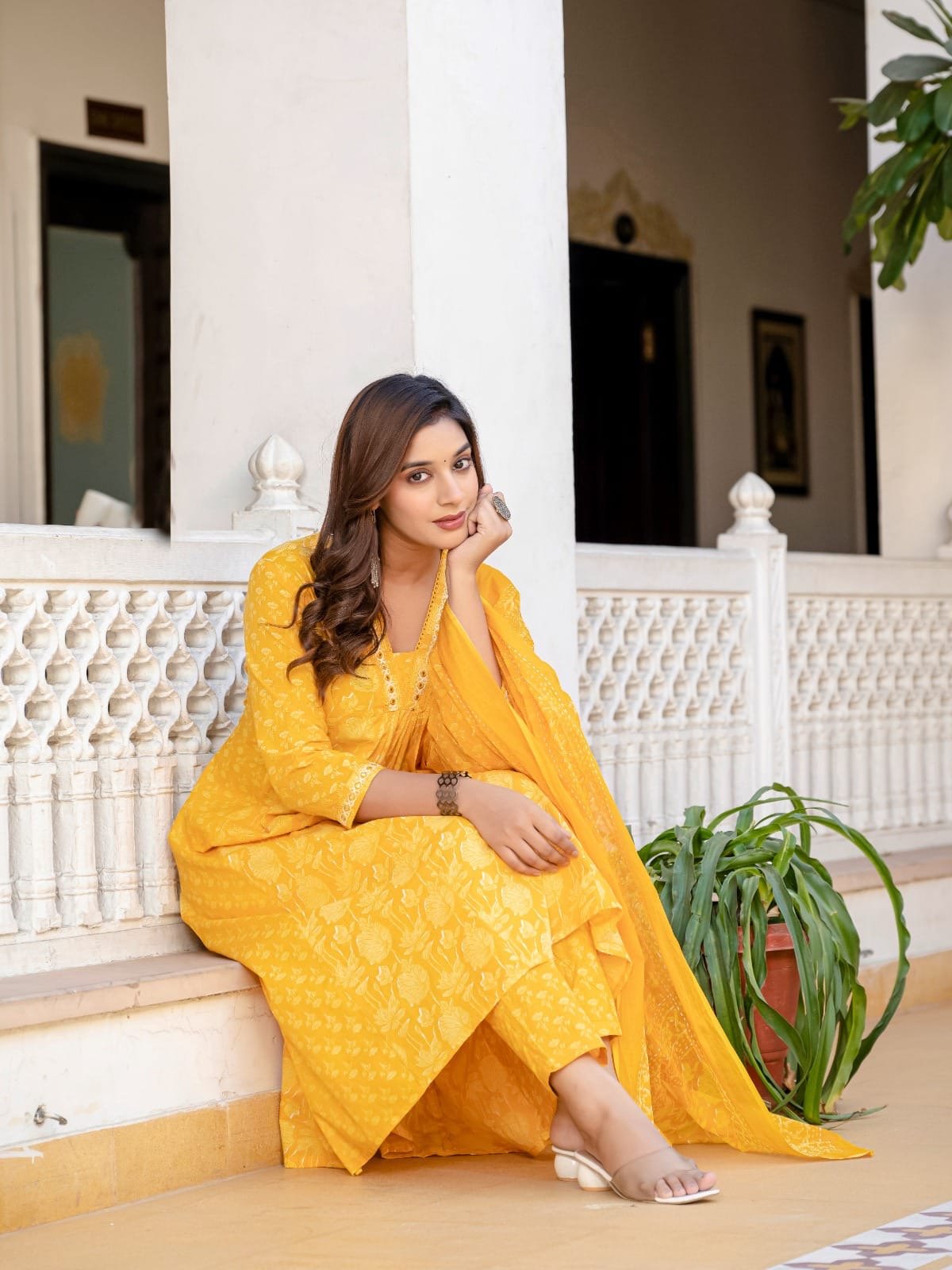 Anarkali Suit Set Pure Cotton Handmade - Chikankari official