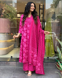 Anarkali Suit Set Pure Cotton Handmade - Chikankari official