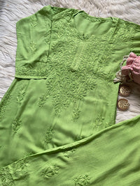 Anaya Heavy Daman Rayon Plazzo Set - Chikankari official