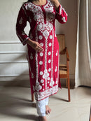 Anaya Heavy Work Modal Pure Cotton Kurta - Chikankari official