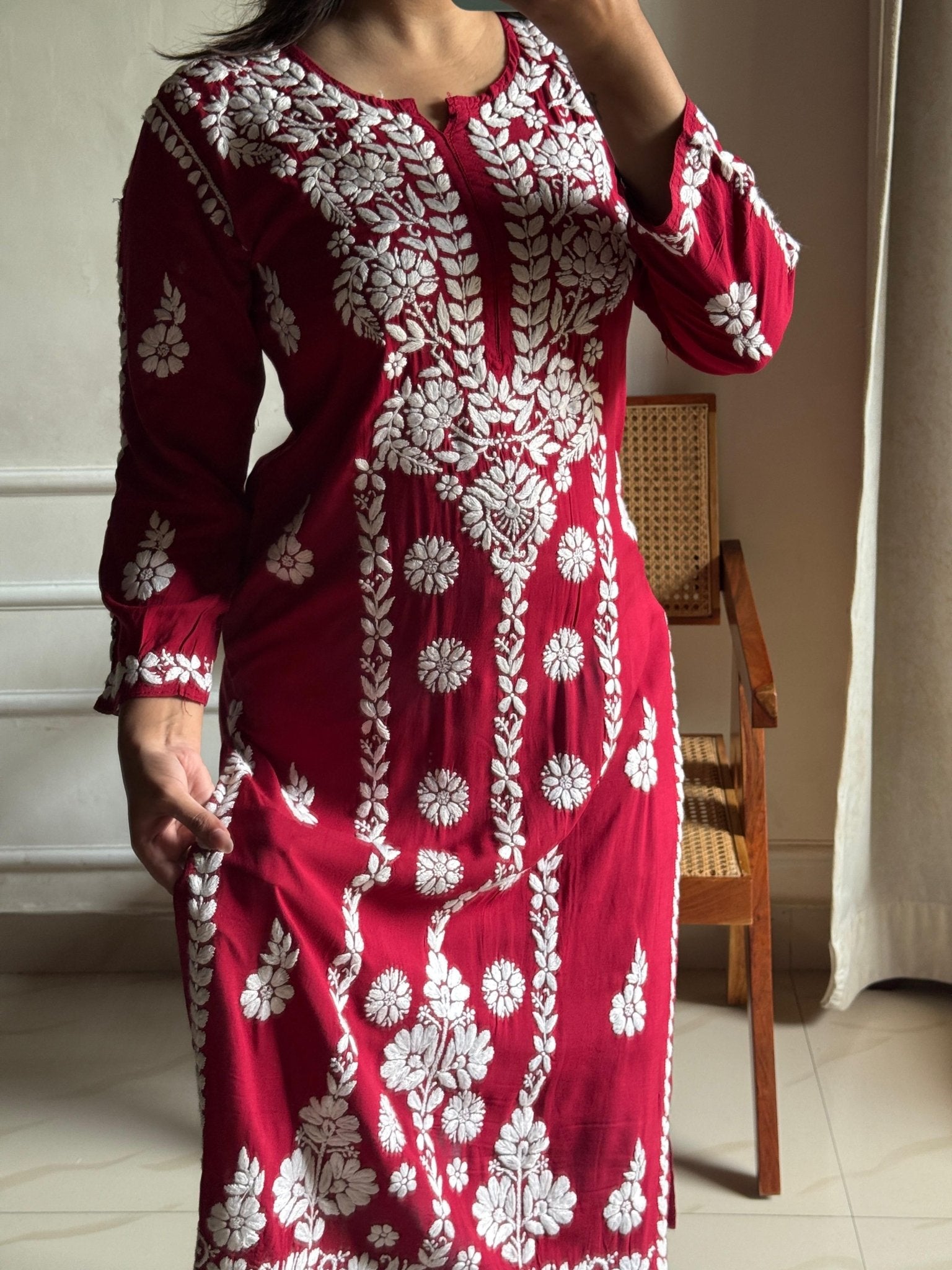 Anaya Heavy Work Modal Pure Cotton Kurta - Chikankari official