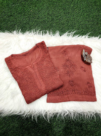 Anaya Rangin Chikankari 3d Work Handworked Set - Chikankari official