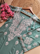 Anaya Rangin Rayon Premium Kurta plazo - Chikankari official