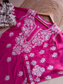 Anaya Rangin Rayon Premium Kurta plazo - Chikankari official