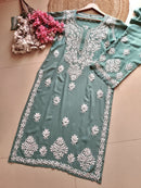 Anaya Rangin Rayon Premium Kurta plazo - Chikankari official