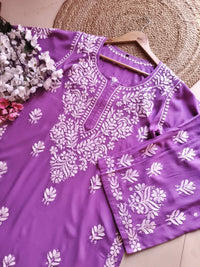 Anaya Rangin Rayon Premium Kurta plazo - Chikankari official