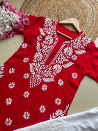 Anaya thread Modal chikan Kurta - Chikankari official