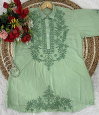 Anchor thread 3d Short Modal top With Dhoti combo - Chikankari official