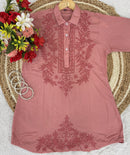 Anchor thread 3d Short Modal top With Dhoti combo - Chikankari official