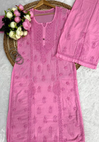 Anchor Thread Beautiful 3D Panel Hand Work Modal Kurti & Plazo Set - Chikankari official