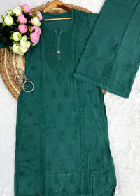 Anchor Thread Beautiful 3D Panel Hand Work Modal Kurti & Plazo Set - Chikankari official