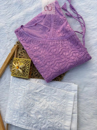 Angrakha Short Gown - Chikankari official