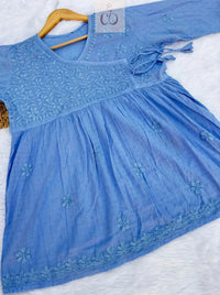 Angrakha Short Gown - Chikankari official