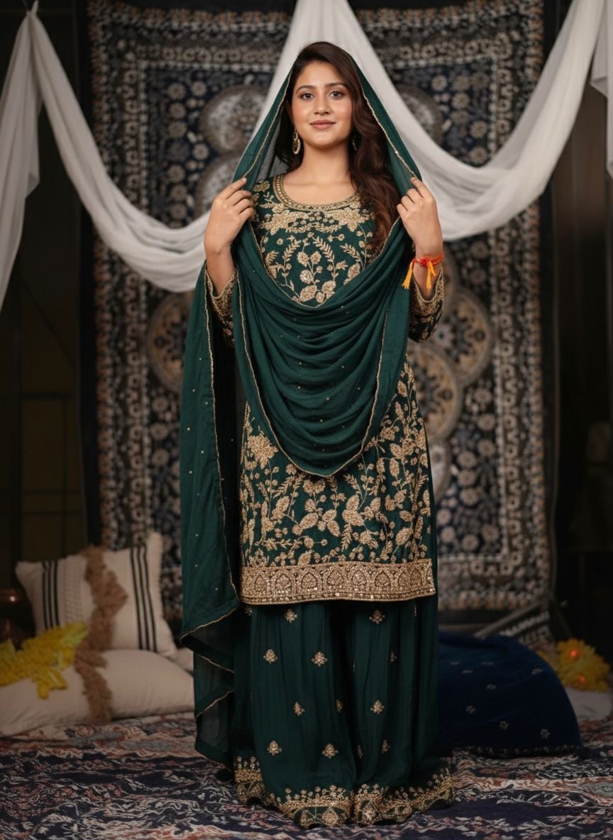 Anjali arora 3pc Designer Ethnic Suit - Chikankari official