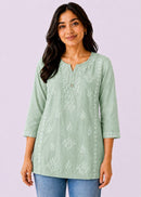 Rayon Dyeable Short Handwork Buta Top