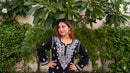 Rayon Short Black with White Thread work Top