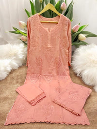 Beautiful Cut Work Modal Co - Ord Set with Dupatta - Chikankari official