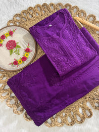 Beautiful dual shade Reyon kurti with palazzo - Chikankari official