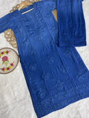 Beautiful dual shade Reyon kurti with palazzo - Chikankari official