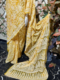Beautiful jall Dar work with blouse Length 5.8 meters - Chikankari official
