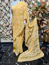 Beautiful jall Dar work with blouse Length 5.8 meters - Chikankari official