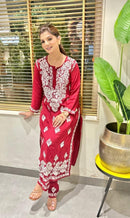 Beautiful Modal Kurti Pant Combo - Chikankari official