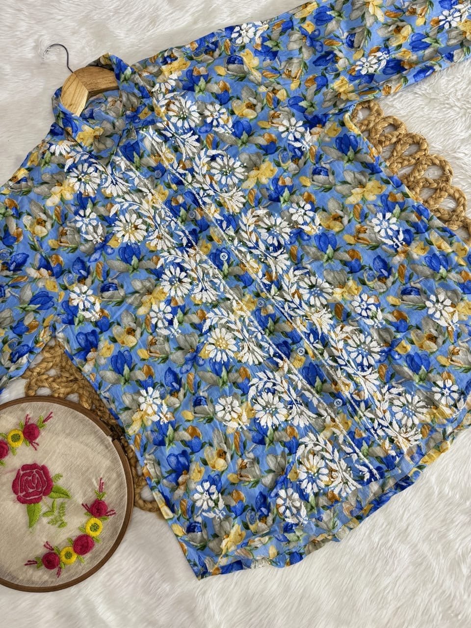 beautiful Mul Co - Ord A New Concept In Mul shirt with pant Set - Chikankari official